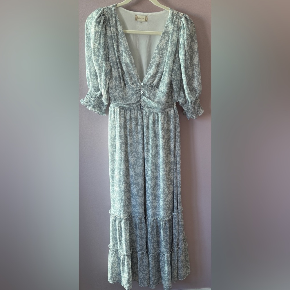 Altar'd State Sky Blue Floral Maxi Dress